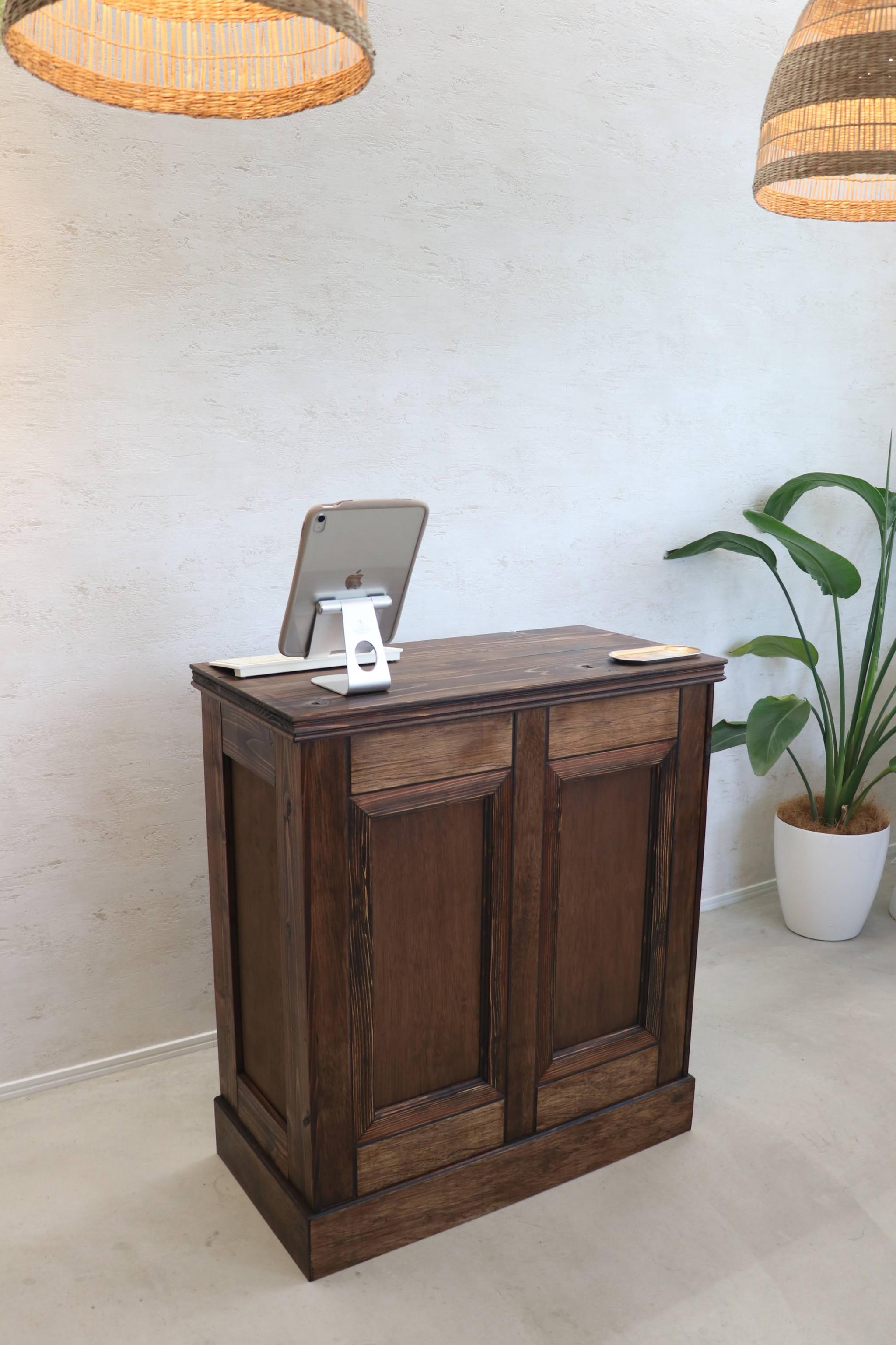 アンティークカウンター　レジ台　キャッシャー　受付け　ディスプレイ　レセプションカウンター　店舗什器 | 2枚目